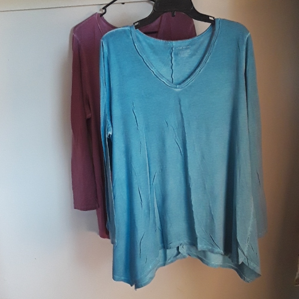 LB tunics T's shark bite hem BOTH for $12